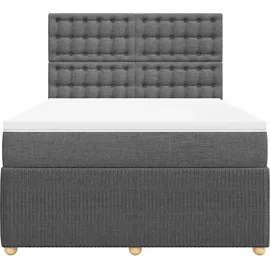 vidaXL Boxspringbett mit Matratze Dunkelgrau 140x200 cm Stoff