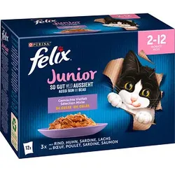 felix® Katzen-Nassfutter So gut wie es aussieht Junior gemischte Vielfalt in Gelee 12x 85,0 g