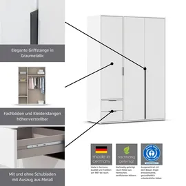 Rauch Drehtürenschrank RAUCH "Kleiderschrank Schrank Garderobe Wäscheschrank NAGATA mit Spiegel", grau (graumetallic, alpinweiß), B:187cm H:194cm T:53cm, Holzwerkstoff, Schränke, Drehtürenschrank, und modernen Stangengriffen in Graumetallic TOPSELLER MADE IN