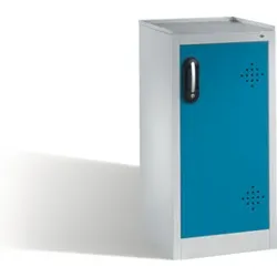C+P Umwelt-Beistellschrank mit Drehtür, 2 Polyethylen-Wannen, H1020xB500xT500mm Front Lichtblau Korpus Lichtgrau