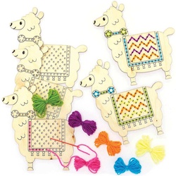 Lama Stickset aus Holz  (pro Set 4) Flecht und Weben Bastelsets