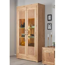 vogl möbelfabrik Vitrine VOGL MÖBELFABRIK, braun (eichefarben chalet, wildeiche massiv), B:107cm H:202cm T:40cm, Schränke, Vitrine, Höhe 202 cm