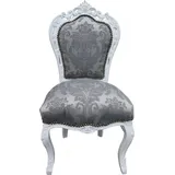 Casa Padrino Barock Esszimmer Stuhl Grau Muster /Weiss ohne Armlehnen - Antik Möbel - Limited Edition