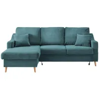 P & B Ecksofa, Petrol, Buche, Uni, 4-Sitzer, Füllung: Schaumstoff, L-Form, 228x150 cm, Made in EU, Typenauswahl, Stoffauswahl, Liegefunktion, seitenverkehrt erhältlich, Schlafen auf Sitzhöhe, Rücken echt, Armteil links, rechts, Wohnzimmer, Sofas - 2 Jahre
