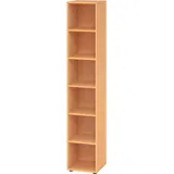 bümö Regal Buche, Standregal aus Holz für 6 Ordnerhöhen - Bücherregal groß 40 cm schmal, Aktenregal für Ordner & Bücher, großes Büroregal, Holzregal,