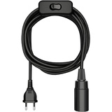 ledscom.de Textilkabel LEHA, Stecker, Schalter, schwarz, 3 m, Lampen-Fassung, 1x E14 max. 60W