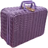 Qianly Gewebter Rattan Imitation Koffer, Lagerkorb, Foto Requisite, Rustikaler Make Up Hülle, Picknickkorb für Zuhause, Schreibtisch, Violett XL