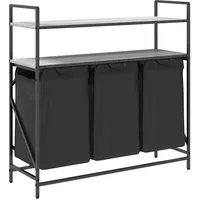 VidaXL Wäschekorb 3 Fächer mit Ablagen Grau Sonoma