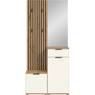 HBZ Kompaktgarderobe Simple Eiche Weiß (B/H/T) ca. 88x195x35 cm - Eiche, weiß