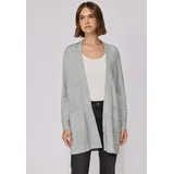 street one studio STREET ONE STUDIO, Damen, Gr. 46, erdgrau meliert, Feinstrick, 30% Polyester, 27% Polyacryl, 23% Polyamid, 20% Viskose, unifarben, regular fit lang, ohne Ausschnitt, Bündchen, Strickjacken Longstrickjacke, aus softem Materialmix