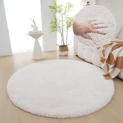 Hochflor-Teppich MY HOME "Microfaser Teppich Magong, besonders weich, sehr feiner Flor" Gr. 9, beige (creme), H:25mm Ø:140cm, Kunstfaser, Teppiche, unifarben, weiche Teppiche, Wohnzimmer, Schlafzimmer, Kinderzimmer