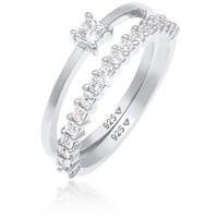 Elli Solitär Eternity Zirkonia Verlobung Set 925 Silber Ringe Damen