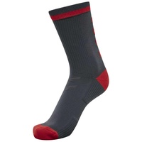 hummel Unisex Elite Indoor Sock Low Pa Sock, EBONY/FLAME SCARLET, 31