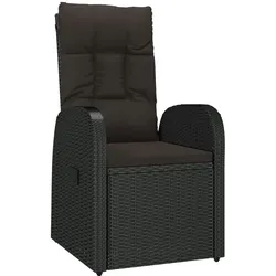 vidaXL Garten-Liegestühle 2 Stk. mit Auflagen Poly Rattan Schwarz