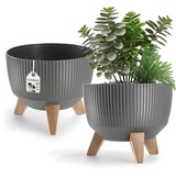 Kadax Blumentopf aus Kunststoff mit drei Einsteckstützen, 24 cm Anthrazit