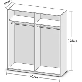 Schwebetürenschrank Puls 170 x 195 x 59 cm Weiß/Grau