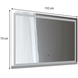 Vicco Badezimmerspiegel Viola 110x70 cm Mit LED Beleuchtung, Glas,