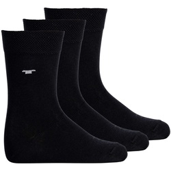 TOM TAILOR Unisex Kinder Socken, 3er Pack - Strümpfe, Baumwolle, Logo, einfarbig Schwarz 23-26
