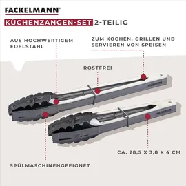 Fackelmann Küchenzangen-Set 2-teilig Edelstahl Silber/Weiß