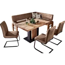 K+W Komfort & Wohnen Eckbankgruppe Floyd, (Set, 5-tlg), Stauraum-Eckbank, wahlweise rechts oder links langer Schenkel 203cm braun 203 cm x 90 cm x 163 cm