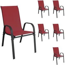 Stapelstuhl Metall - Textilen Farbe Anthrazit - Bordeauxrot