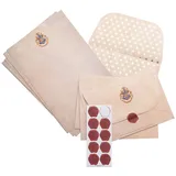 Grupo Erik Briefpapier-Set Harry Potter Briefpapier mit Hogwarts Logo - 20 Blatt A5-Notizpapier, 10 Briefumschläge, Wachssiegel-Aufkleber Harry Potter Fanartikel Geschenke