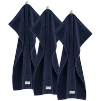 GANT Gästetuch 3er Pack 'Premium Towel' Marine