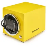 BARRINGTON Single Uhrenbeweger für Automatikuhren mit leisem japanischem Motor Einstellbare TPD 650-1950 | Netzbetrieb | Batterie-Backup - Electric Yellow Standardkissen