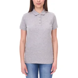 SANTINO Mathias Damen Polo-Shirt aus Bio-Baumwolle Polo-Hemd mit 4er Knopfleiste Kurzarm-Shirt meliert 180 gr/m2 Grau - XXL