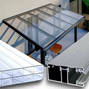 Terrassenüberdachung Doppelstegplatten 16 mm X Struktur farblos klar Alu/Alu