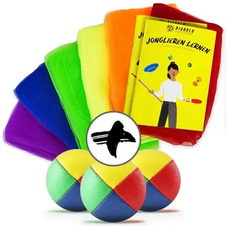 Diabolo Freizeitsport ideales Jonglierset mit Jonglierbälle, 3er Set - Jongliertücher 60x60cm 6 Farben) bunt No Size
