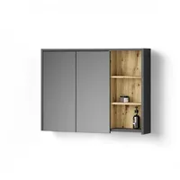 Livinity® Badspiegelschrank, Eiche Artisan, Holzwerkstoff, 6 Fächer, Rechteckig, 100x75x18