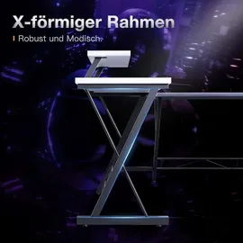 luxuskollektion Gaming Schreibtisch L Form mit Monitorständer, Weiß 127 x 127 cm
