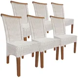 Amagohome Stuhl Esszimmer-Stühle Set Rattanstühle Perth 6 Stück Esstisch Stühle weiß K