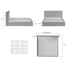 petits-meubles Boxspringbett 160 x 200 cm Grau