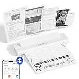 MUNBYN Mobiler Drucker Bluetooth Thermodrucker A4 203DPI Inkless Printer Kompatibel mit Android & iOS für Handy & Laptop, Unterstützt 210x297mm A4 Thermopapier, ITP02 Weiß