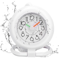 Badezimmeruhr, Duschuhr Badezimmer Uhr Klein Wasserdicht Dusche Timer Wecker Digitaluhr Badezimmer Küche Wanduhr (weiß)