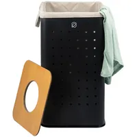 ELUNO Wäschetonne, Schwarz, Metall 32x58x32 cm, Ordnen & Aufbewahren,