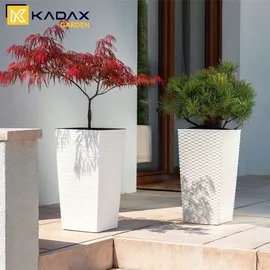 Kadax Blumentopf Set, Blumenkübel aus Kunststoff, "Tuluza", Innen- und Außenbereich, Weiß, 3er Set XXL – Weiß