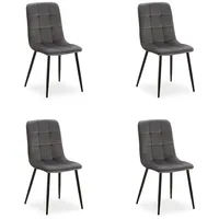 Homestyle4u Esszimmerstuhl 4er Set Anthrazit Samt