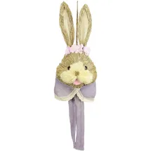 I.GE.A. Bast-Hasenkopf Dekofigur Hase Osterhase Deko Ostern Osterdeko Figur Türdeko Osterkranz Wanddeko Osterdekoration Osterhänger Osterfigur Frühlingsdeko Dekohase Skulptur Basthase Frühling