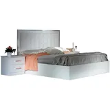 JVmoebel Schlafzimmer-Set, Bett 2x Nachttisch 3 tlg. Schlafzimmer Set Design Modern Luxus weiß