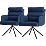 ML-Design Esszimmerstühle Drehbar 2Er Set Dunkelblau Rückenlehne Auto-Position