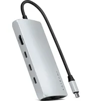 Satechi USB-C Multiport Adapter 8K mit Ethernet V3 Adapter Silber