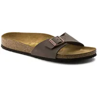 BIRKENSTOCK Classic Madrid Birko-Flor, Damen Pantoletten, Gr.-42 EU,Braun (Nubuk Mocca) - 42 EU Schmal