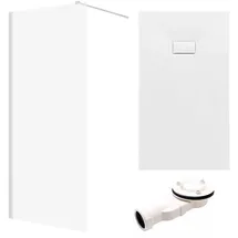 bad land KETIL Walk-In-Dusche 90 x 195 cm 140 x 140 cm Weiß Transparentes Glas