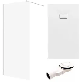 bad land KETIL Walk-In-Dusche 90 x 195 cm 140 x 140 cm Weiß Transparentes Glas