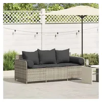 vidaXL Gartensofa 3-Sitzer hellgrau Polyrattan