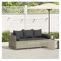 vidaXL Gartensofa 3-Sitzer hellgrau Polyrattan