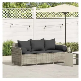 vidaXL Gartensofa 3-Sitzer hellgrau Polyrattan